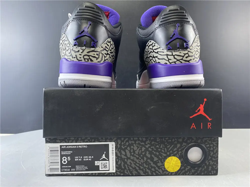 Air Jordan 3 Retro Black Court Purple 